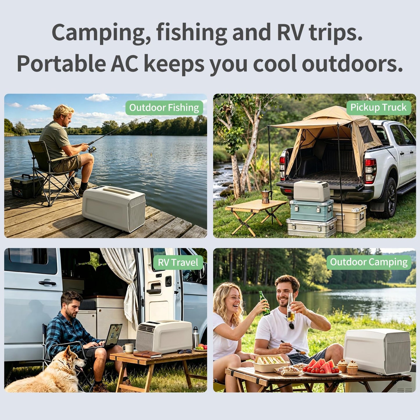 GOUKA Portable Ac 6100 BTU Cooling Camping Air Conditioner App Control No Drainage Required tent Ac Units for Rooms Bedroom Outdoor Camping Rvs (6100, BTUs, 1 set Milk white)