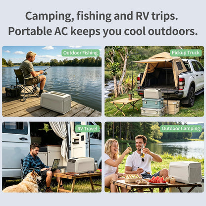 GOUKA Portable Ac 6100 BTU Cooling Camping Air Conditioner App Control No Drainage Required tent Ac Units for Rooms Bedroom Outdoor Camping Rvs (6100, BTUs, 1 set Milk white)