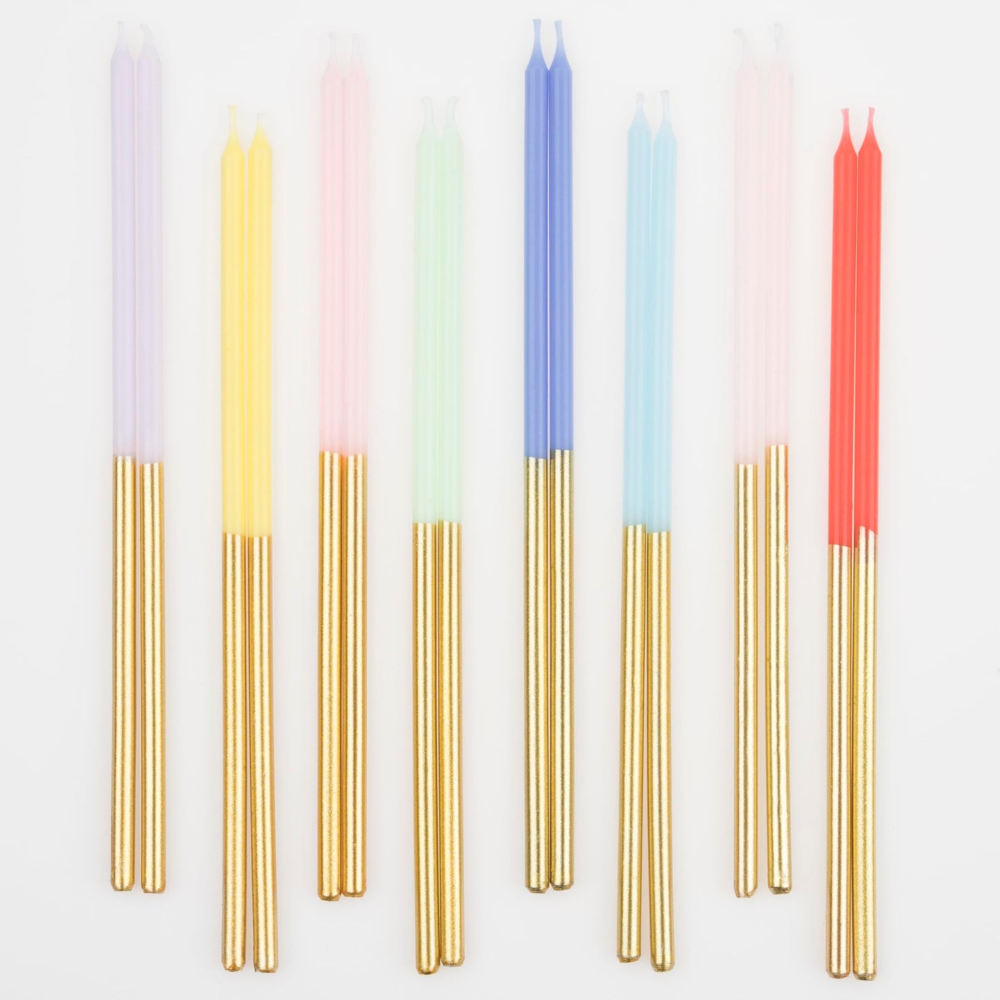 Meri Meri Gold Dipped Birthday Candles for Cake (Pack of 16), 7.25" Tall, Unscented Gold Birthday Candles