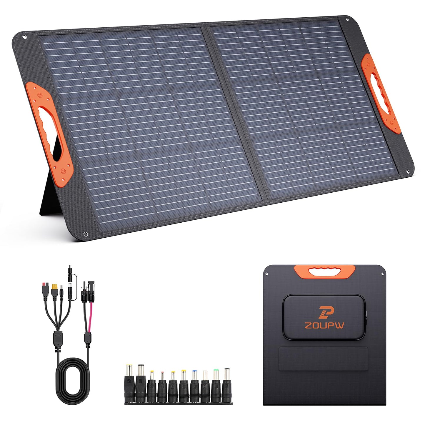 ZOUPW 100W Portable Solar Panel with 5-in-1 Cable,23.5% Efficiency Mono Foldable Solar Charger for Jackery 300/Ecoflow River/Anker/Bluetti,IP67 Waterproof for Camping RV Off-Grid Emergency Power