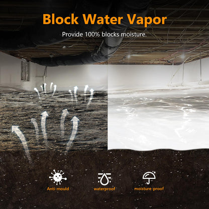 Crawl Space Vapor Barrier, 16 Mil 10'x50', White Plastic Sheeting - Thick Plastic Sheeting, Heavy Duty Polyethylene Film, Drop Cloth Vapor Barrier Covering for Crawl Space, Basement