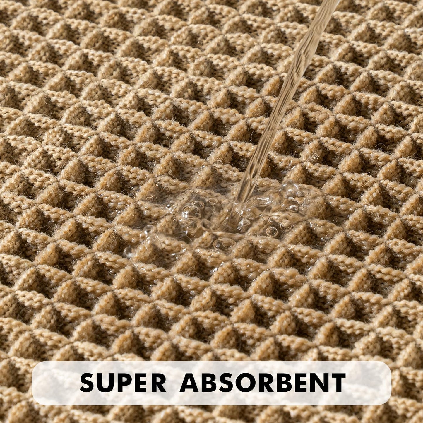 MIULEE Waffle Bathroom Rugs Set of 2 - Non-Slip, Super Absorbent, Ultra Soft Mats | Brown, 18x30 Inch