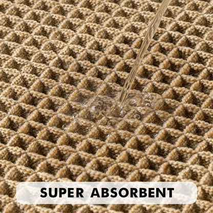 MIULEE Waffle Bathroom Rugs Set of 2 - Non-Slip, Super Absorbent, Ultra Soft Mats | Brown, 18x30 Inch
