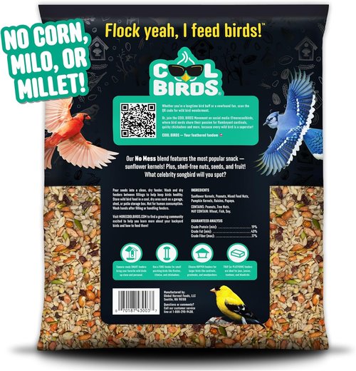 Cool Birds Wild Bird Seed - 100% Edible Shell-Free Blend with Real Fruit & Nuts | 10 lb No Mess