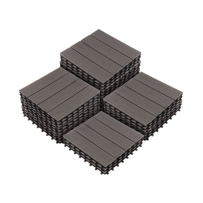 Interlocking Deck Tiles - 30-Pack 11.6-in Wood Plastic Composite All-Weather Outdoor Flooring Balcony Poolside or Patio by Pure Garden (Gray)