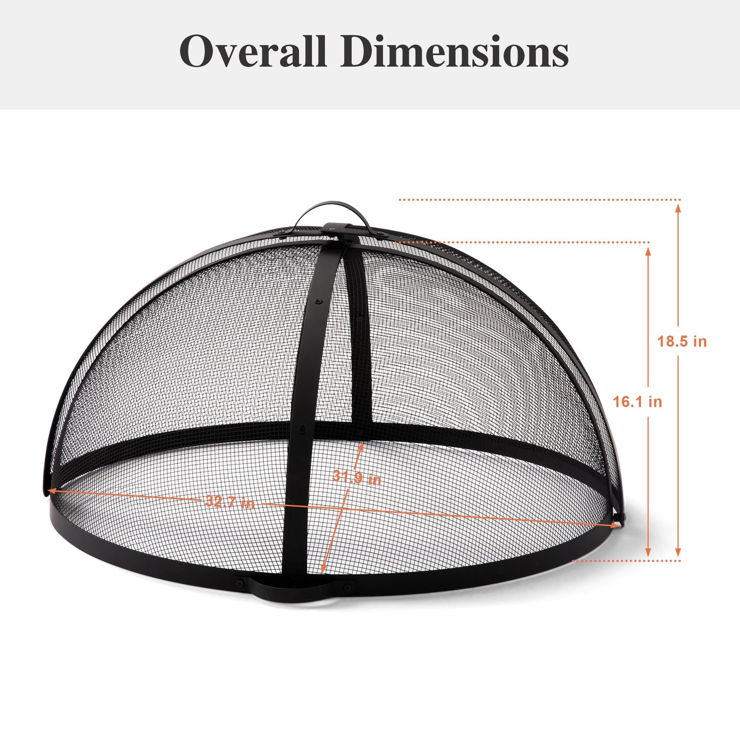 SUNCREAT Outdoor Fire Pit Spark Screen Cover Accessory, Patio Round Easy-Opening Fire Mesh Screen Guard, Heavy Duty Steel Fire Pit Ember Lid with Hinge, 32 Inch