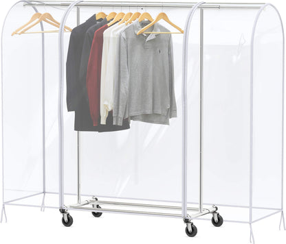 Simple Houseware Supreme Commercial Grade Clothing Garment Rack + Clear Garment Rack Cover (72''L x 54''H)