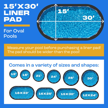 Yankee Pool Liner Pad, 15x30 Ft Oval Puncture Proof Pool Mat, Above Ground Pool Liner Protector Against Tearing, Grass, Under Pool Pad to Prolong Swimming Pool Liner Life, 15x30 Oval Pool Liner
