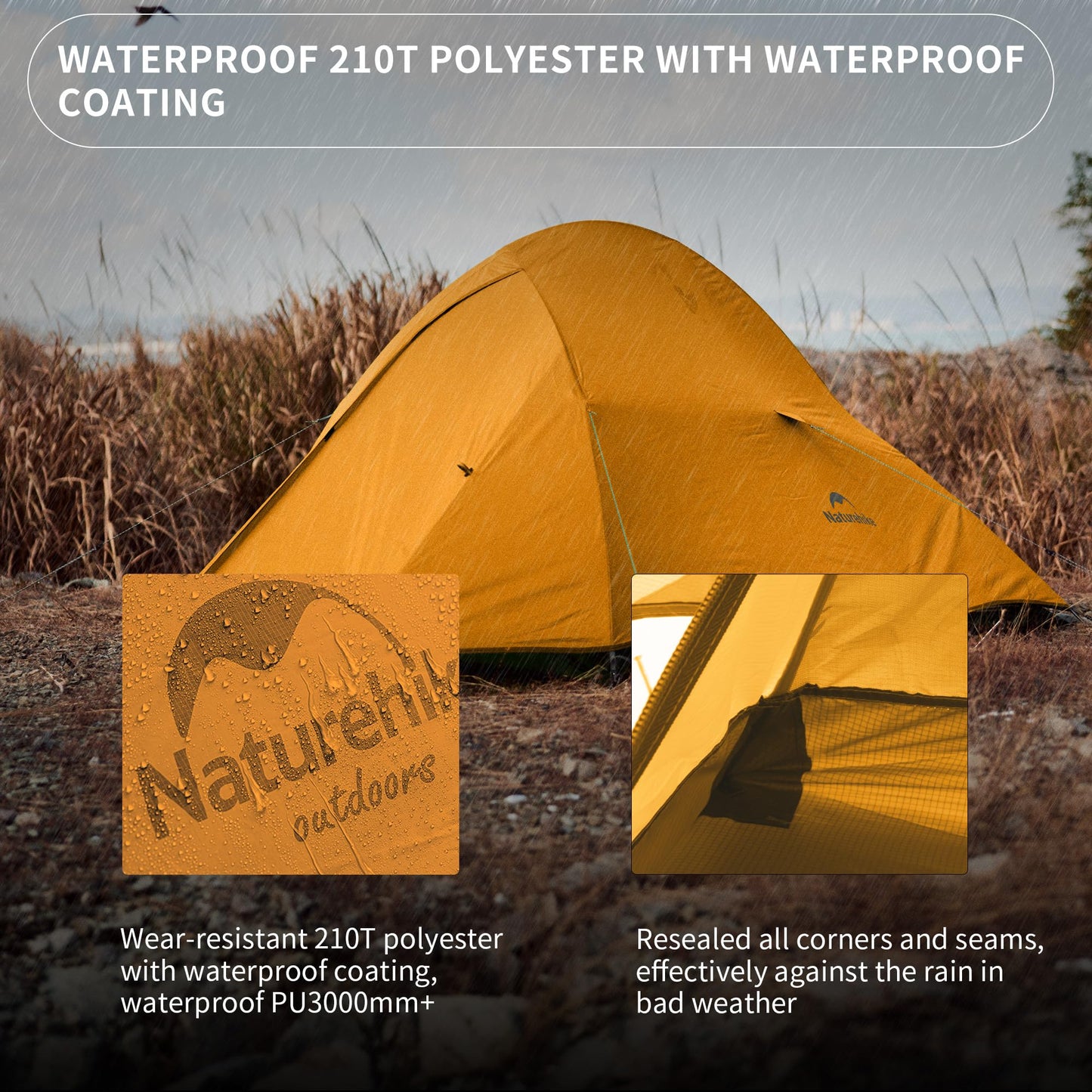 Naturehike Cloud up Base Backpacking Tent, Waterproof Lightweight 2 Person Tent for Camping, Double Layer Two Person Tent with Footprint