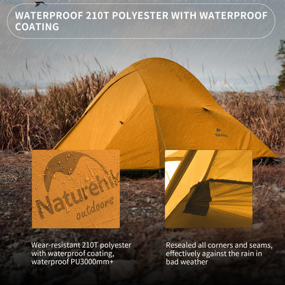 Naturehike Cloud up Base Backpacking Tent, Waterproof Lightweight 2 Person Tent for Camping, Double Layer Two Person Tent with Footprint
