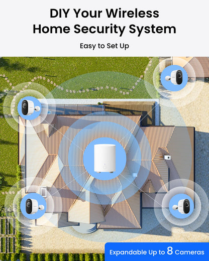 REOLINK Home Hub mini with 4X Argus 3 Pro+Solar Panel, Solar Security Cameras Wireless Outdoor, 2.4/5 GHz WiFi, Solar/Battery Powered, Smart Detection, Motion Recording, No Monthly Fee