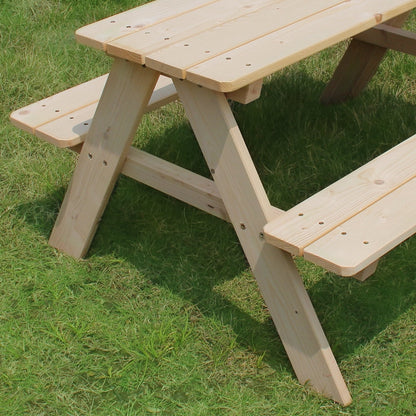 Merry Garden Kids Wooden Picnic Bench Outdoor Patio Dining Table, 37 x 10.8 x 4.9, Brown
