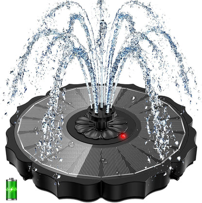 Yzert Solar Fountain - 3.5W Glass Water Pump with 2000mAh Battery & 7 Nozzles for Outdoor Use (Black)
