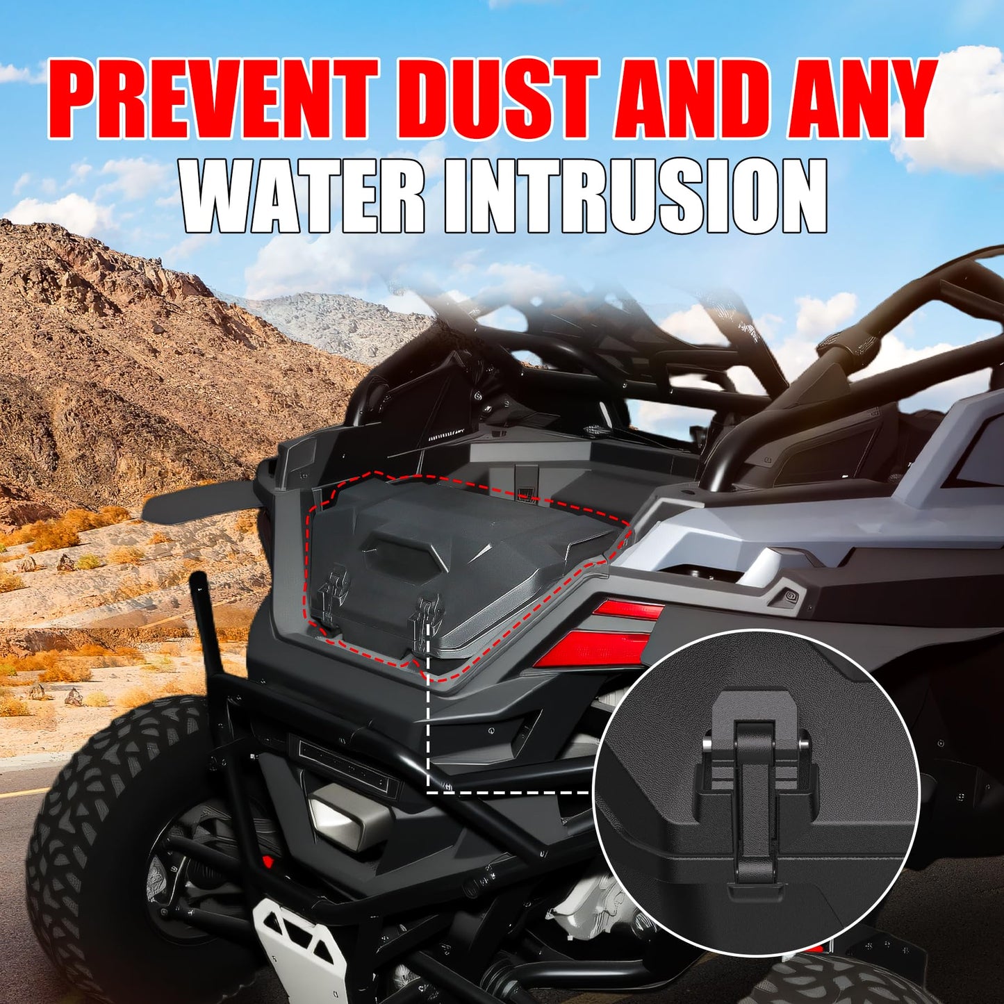 XATVXUTV 36QT UTV Rear Cargo Box for Polaris RZR Pro R, Water Resistant Dust Free Rear Bed Tool Storage Box with 2 Lockable Latches for Polaris RZR Pro R 4 2022-2025 Accessories, Replace OEM #2884236