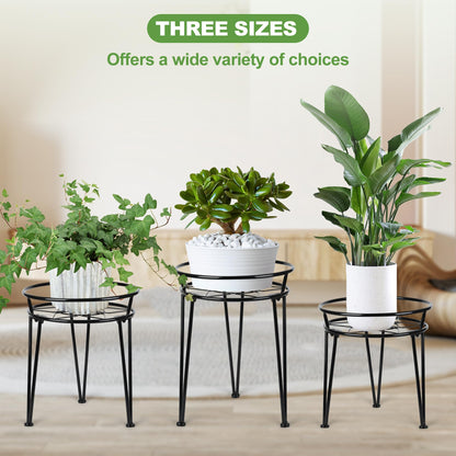 Jvtoo Metal Plant Stand, Plant Stand Indoor Outdoor, Metal Rustproof Flowers, Urban and Rustic Outdoor Plants Stands, Flower Pot Stand Suitable for Living Room, Balcony, Garden (3PCS,Black)