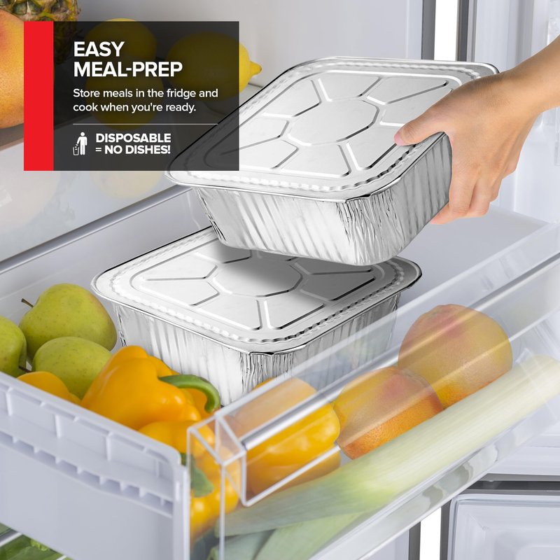 Stock Your Home Disposable Foil Pans with Lids (Set of 40) Heavy Duty Aluminum Pans with Lids (20) 9x13, (10) 8x8, (10) 1-Lb Baking Tins with Covers for Cooking, Heating, Storing, Holiday Dinner Meals