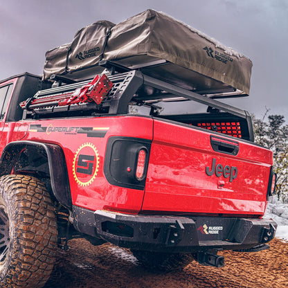 Rugged Ridge | Outland Roof Top Tent For Camping & Hiking, fits Jeeps, Trucks, & SUVs | 11704.05 | Fits equipped with a tent-compatible rack system For 3 Person