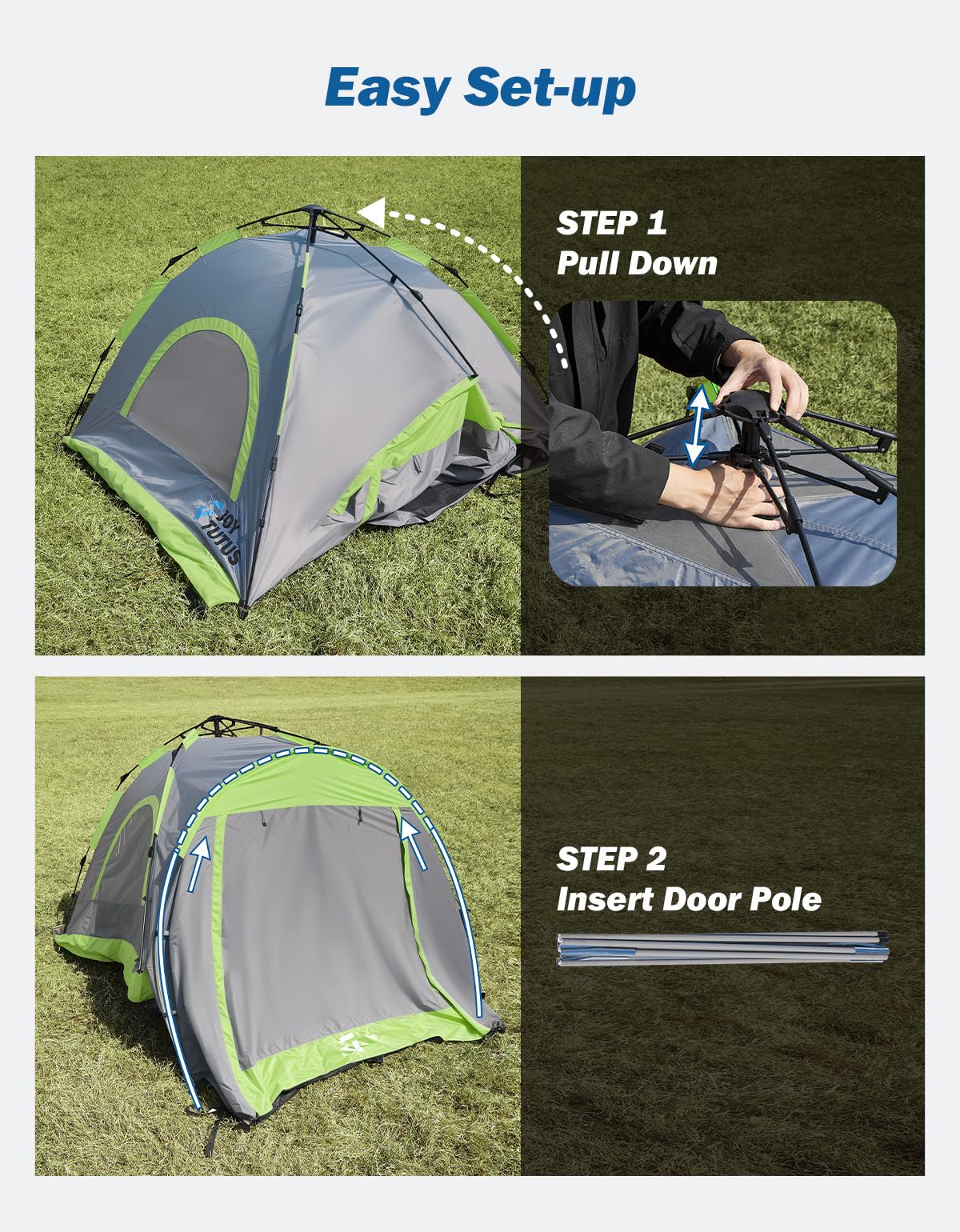 JOYTUTUS Semi-Automatic Truck Bed Tent with Awning, Easy Set-up with Pre-Assembled Design, 2 Person Portable Truck Camping Tent with Rainfly for 5.0FT-5.2FT Pickup Truck Bed, Waterproof PU2000mm