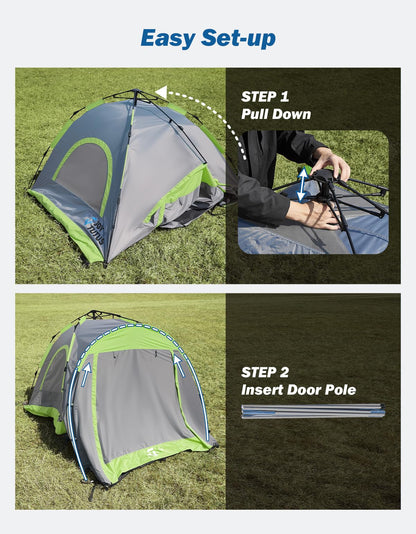JOYTUTUS Semi-Automatic Truck Bed Tent with Awning, Easy Set-up with Pre-Assembled Design, 2 Person Portable Truck Camping Tent with Rainfly for 5.5FT-5.8FT Pickup Truck Bed, Waterproof PU2000mm