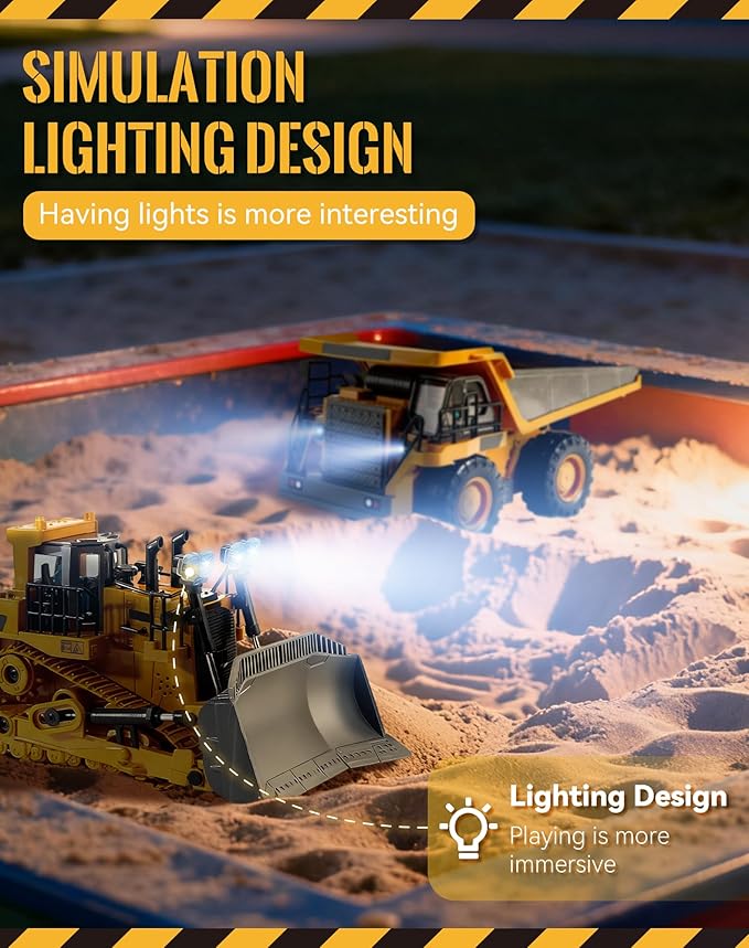 Construction Rc Set of 4 2.4ghz Remote Control Excavator 360° Rotation Lights and Sounds Command The Site Conquer The Dirt Collaborative Experience Alloy Material (1Pc-C)