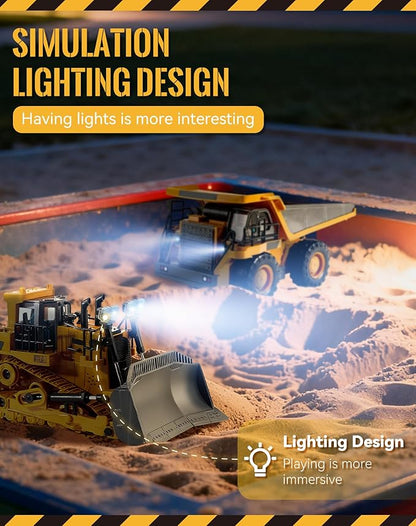 Construction Rc Set of 4 2.4ghz Remote Control Excavator 360° Rotation Lights and Sounds Command The Site Conquer The Dirt Collaborative Experience Alloy Material (1Pc-C)