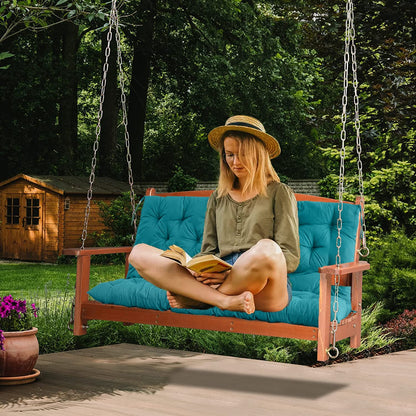 RUFXIEZW Waterproof Porch Swing Cushion Replacement, Thick 4" 2–3 Seat Outdoor Swing Seat Cushion with Backrest & Ties for Patio, Garden & Porch (Lake Blue, 40 * 60 in)