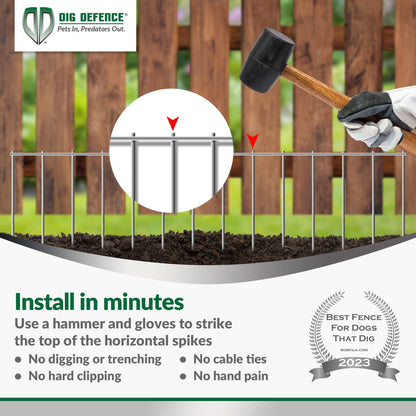 Dig Defence Original Animal Barrier Fence - Large Decorative Garden Fence, Outdoor No Dig Fence for Dogs and Rabbits, Yard and Patio - 32”(L) x 10”(H), 12 Pack