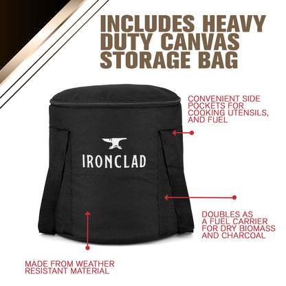 IronClad Supply Rocket Stove – Camping Wood Stove for Emergency Preparedness, Survival, Off Grid Living Supplies – Portable Wood Burning Stove with Canvas Storage Bag and Fuel Support System