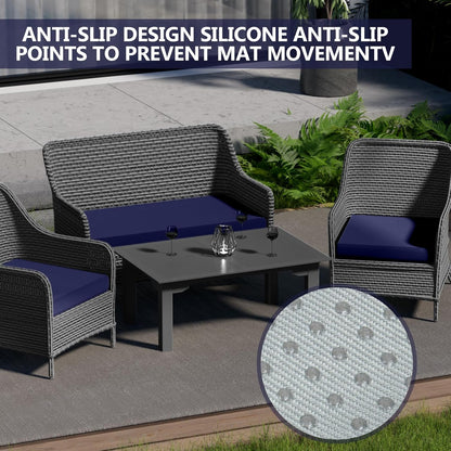 Outdoor Patio Seat Cushions by [Brand Name] - Weather & Fade Resistant | 3-Pack Anti-Slip 4-Seater Wicker Sofa Cushions