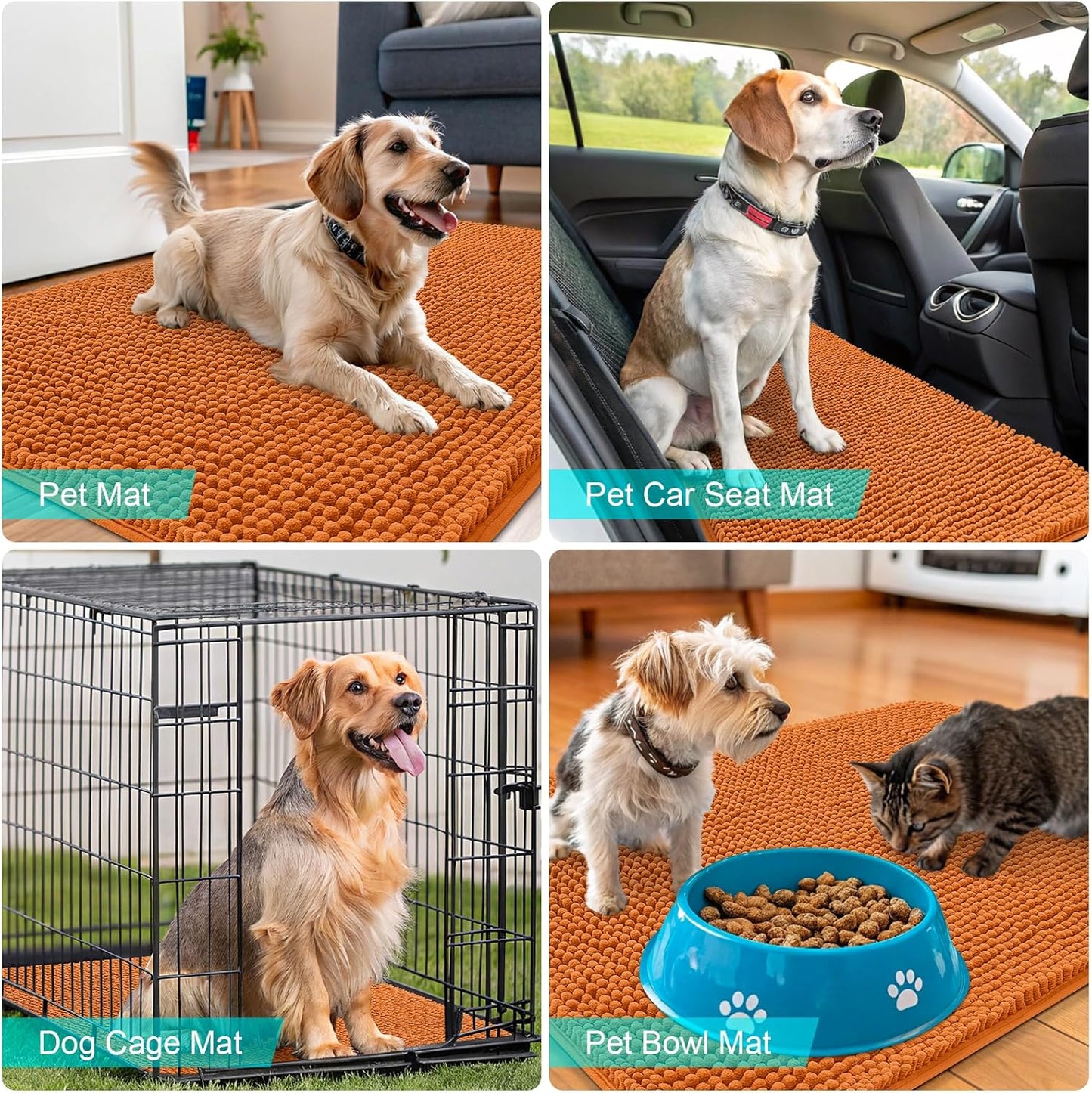 OLANLY Dog Door Mat - Absorbent Non-Slip Chenille Mat for Muddy Paws | 70x24 Inches, Quick Dry, Clay Color