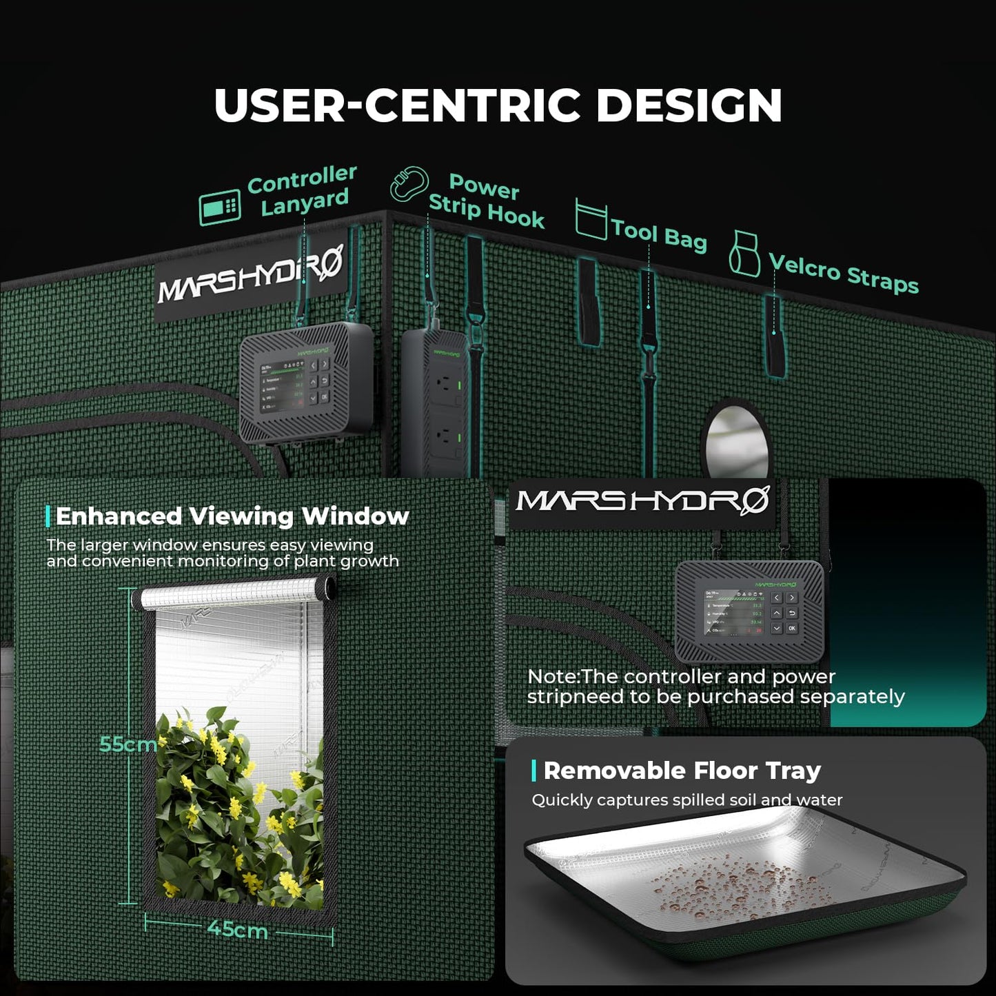 MARS HYDRO 2x4 Smart Grow Tent Kit Pro with WiFi-Integrated Controller 43,320W FC4000 App Dimming Grow Light,2000D Oxford Cloth,High Reflective Mylar,4inch Automatic Ventilation System,Green