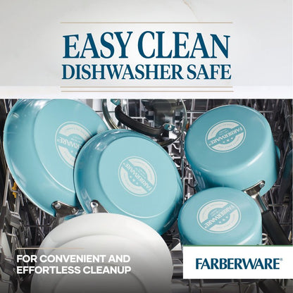 Farberware EcoAdvantage Ceramic Nonstick Deep Frying Pan/Skillet with Helper Handle, 12.5 Inch, Aqua