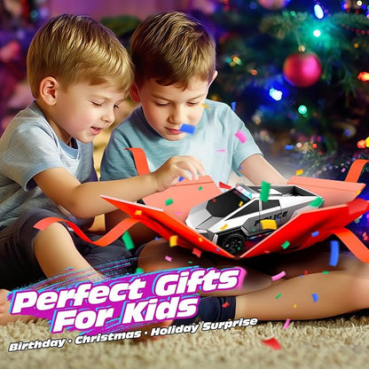 Tecnock RC Truck for Kids 1:18 Scale Police Remote Control Truck with LED Lights 2 Rechargeable Batteries 2.4GHz All-Terrain RC Car Toys Gift for Boys Girls Aged 3-8 8-12