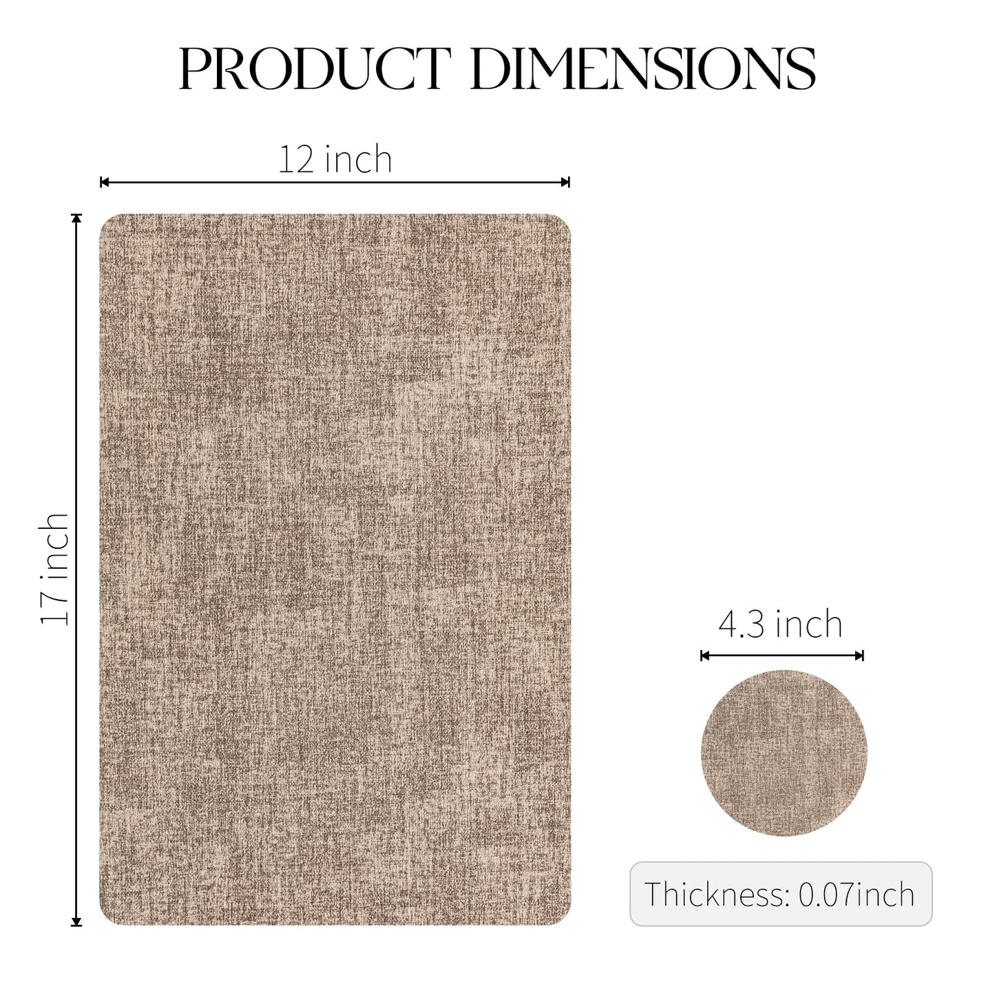 MOSAYT Faux Leather Placemats Set of 12, Heat Resistant Vinyl Place Mats with Coasters, Wipeable Washable 100% Waterproof Oil Proof Table Mat for Kitchen Dining Party Indoor Outdoor, 12" x 17", Khaki