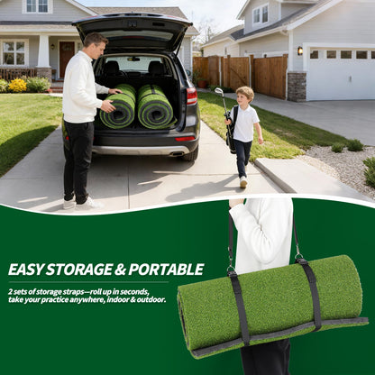 6x4.8ft Golf Hitting Mat for Indoor Outdoor Practice, High-Elasticity Golf Practice Driving Range Turf Mat, Convertible 2IN1 Golf Hitting & Putting Mat for Garage Simulator Training, Gifts for Men/Dad