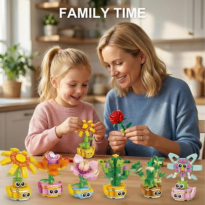12-in-1 Flower Building Set Botanical Collection Floral Decor Kit Creative STEM Toy Christmas Birthday Easter Gift for Kids Girls Boys 6+ Years Old