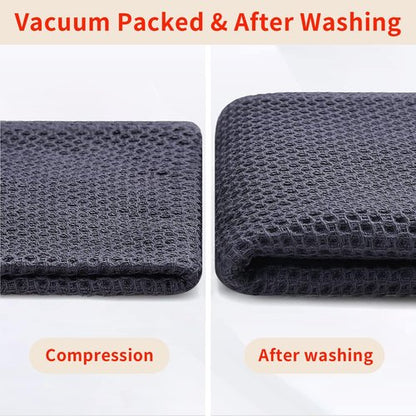 Homaxy 100% Cotton Waffle Weave Kitchen Dish Cloths, Ultra Soft Absorbent Quick Drying Dish Towels, 12 x 12 Inches, 24-Pack, Dark Grey