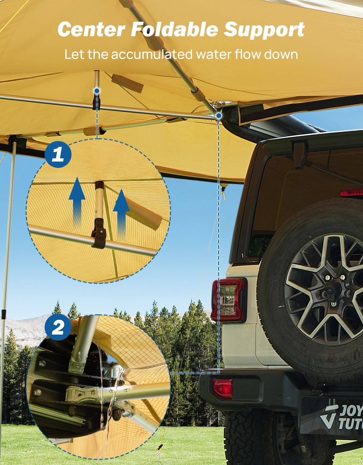 JOYTUTUS 270 Awning - 125 SQ. FT Freestanding All-Weather Side Canopy, Vehicle Awning UV50+, Waterproof PU10000mm, Adjustable for SUV/Truck/Van Driver Side, Wind Resistant