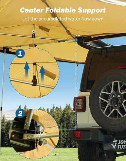 JOYTUTUS 270 Awning - 125 SQ. FT Freestanding All-Weather Side Canopy, Vehicle Awning UV50+, Waterproof PU10000mm, Adjustable for SUV/Truck/Van Driver Side, Wind Resistant