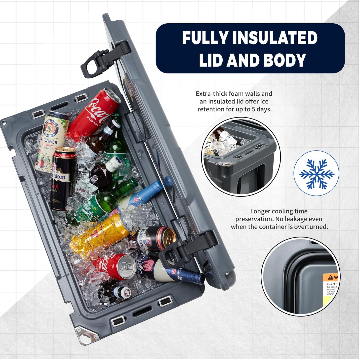 EchoSmile 25/30/35/40/60/75 Quart Rotomolded Cooler, Built to Stand up to The Rigors of The Journey