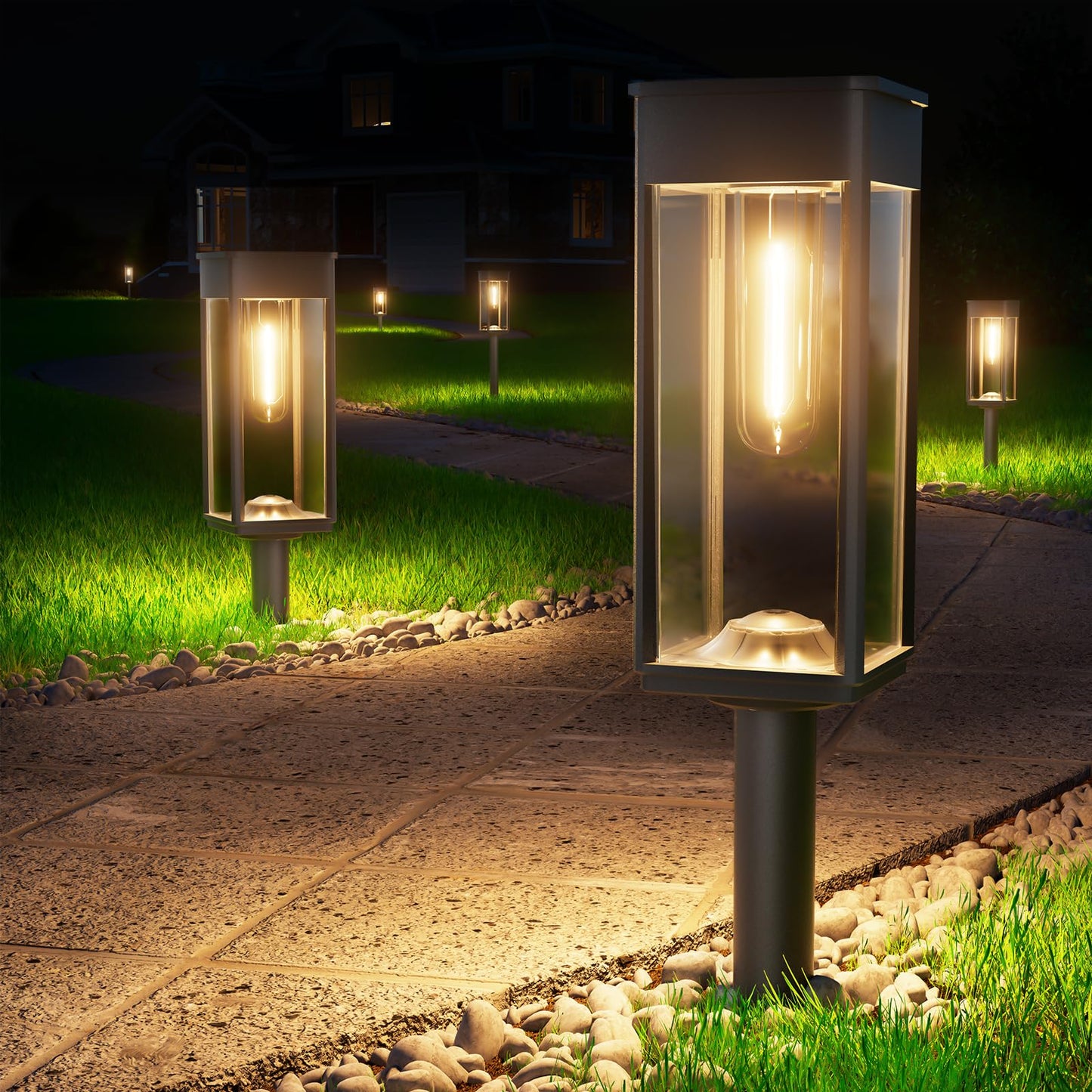 BITPOTT Solar Pathway Lights Outdoor,Bright Solar Lights for Outside, Waterproof Auto On/Off Garden Lights Solar Powered Landscape Lights for Yard Walkway Driveway Lawn (Warm White, 12 Pack)