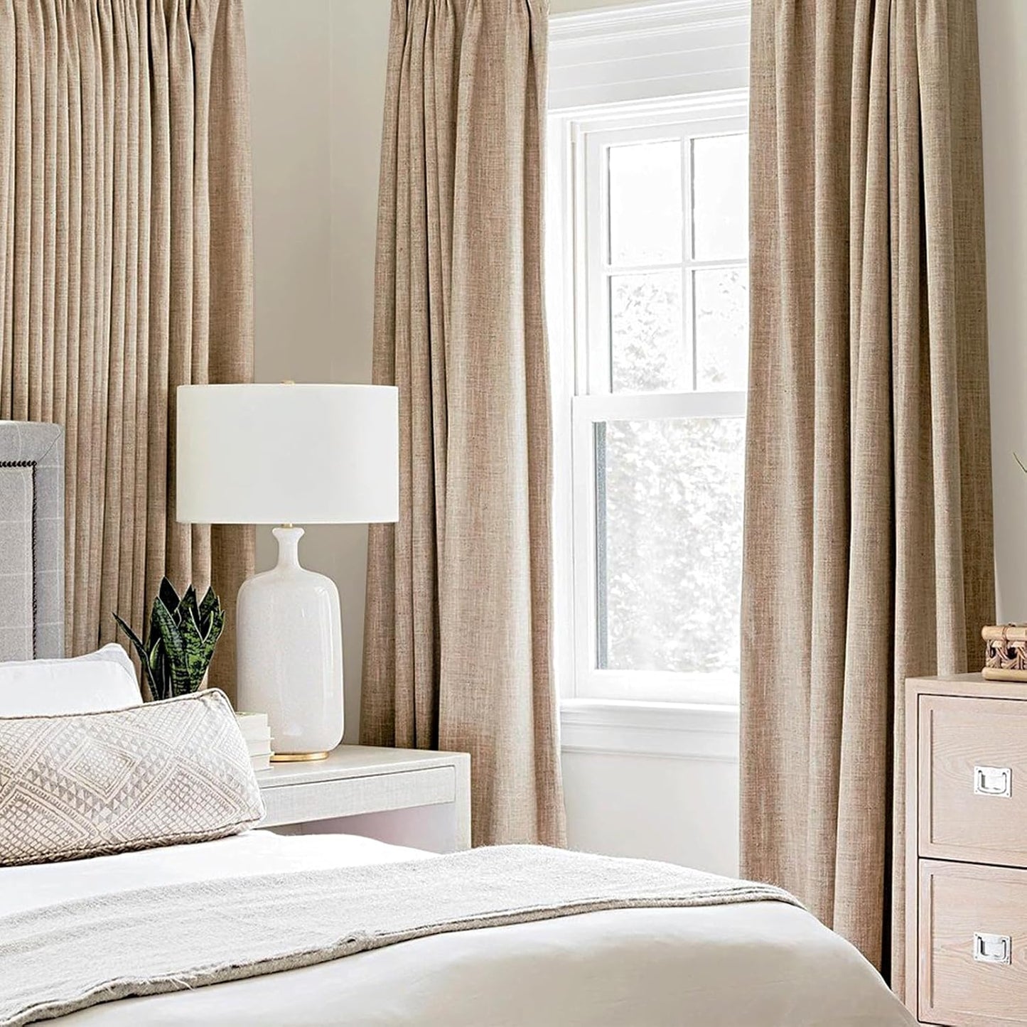MIULEE 100% Blackout Curtains - Thermal Insulated Linen Textured Drapes in Copper Brown | 42 x 63 Inch (2 Panels)