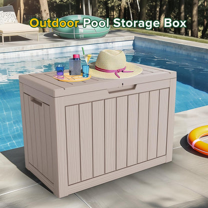 Skiennix 45 Gallon Outdoor Deck Box - Lockable Waterproof Storage for Garden Tools & Cushions | Grey