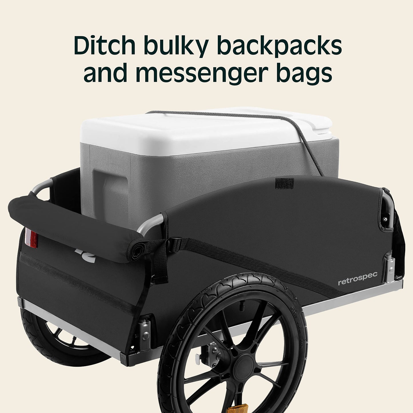 Retrospec Rover Hauler Bike Cargo Trailer - Foldable Frame with Weather-Resistant Fabric & 80lb Capacity - Universal Bike Trailer for 20-29in Wheels - Includes Safety Flag & D-Ring Anchors