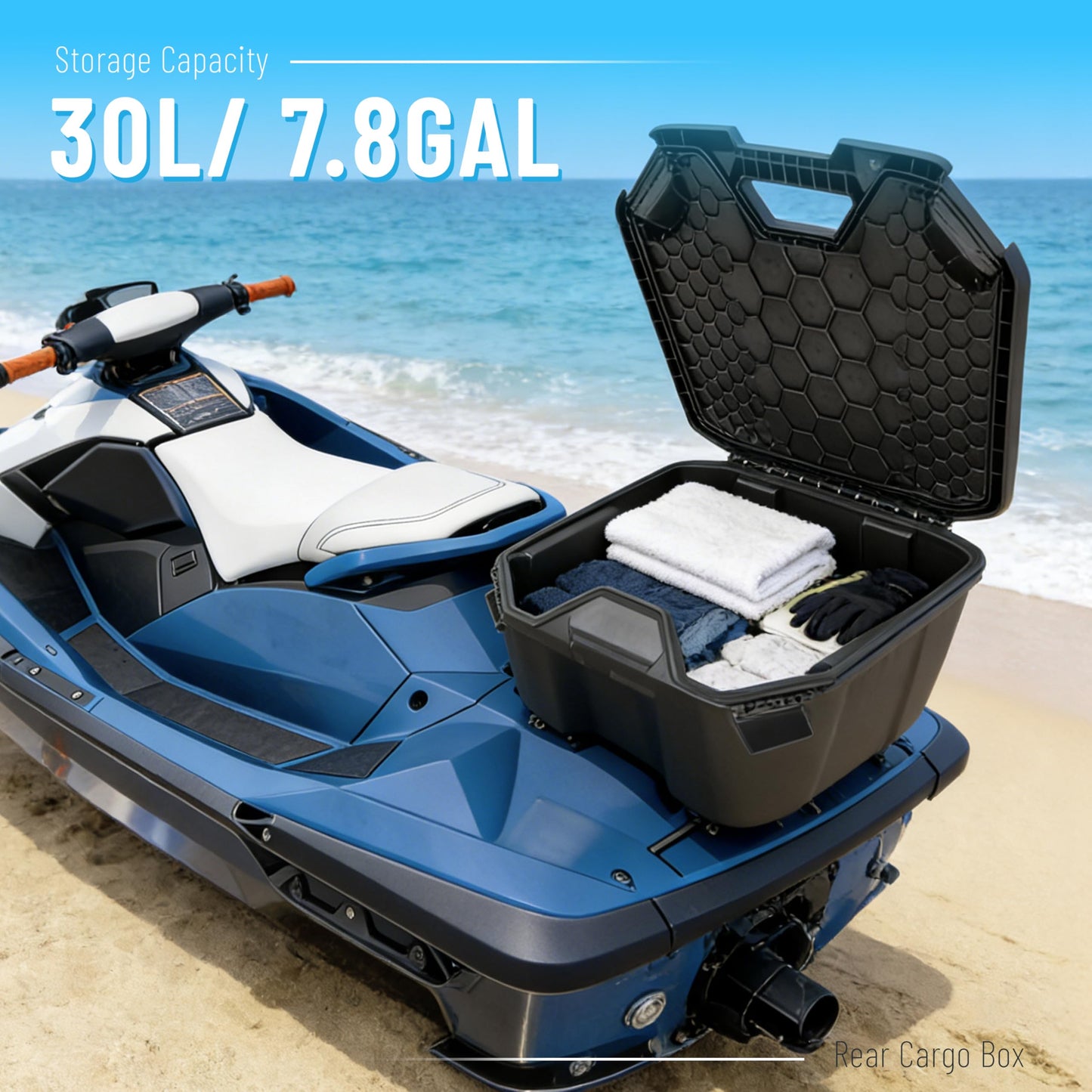 ALMULOO 30L/7.8 Gallon Rear Cargo Storage Box Compatible with Can-Am Maverick Sport X3 MAX Trail Compatible with Defender Commander Models Plastic Black Replacement for 715006830