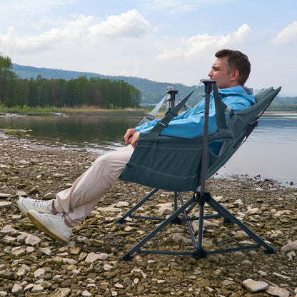 TIMBER RIDGE Hammock Camping Chair with Adjustable Backrest, Heavy Duty Folding Hammock Chair Supports 300lbs, Portable Hammock Chair for Camping, Travelling and Patio, Blue