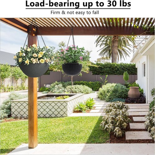 Garini 23-Inch Hanging Basket Chains - Durable Plant Hangers with Hooks for Planters & Bird Feeders | Black 3-Pack