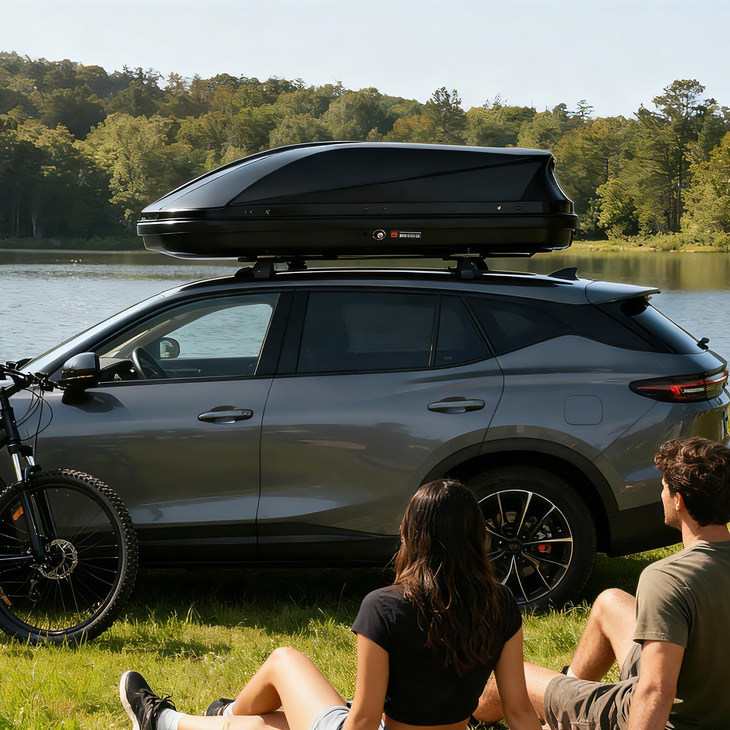 Garvee Rooftop Cargo Box Carrier, 17 Cubic Hardshell Rooftop Cargo Carrier, Dual-Side Opening, Universal Fit for Cars & SUVs, 165Lbs Weight Capacity with Secure Straps&Keys