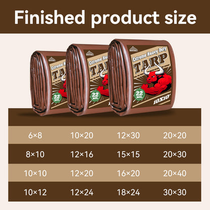 MVPNET 18x24 FT Tarp 22 mil Extreme Heavy Duty Waterproof tarps,Brown&Beige Multipurpose Outdoor Tarpaulin Tear-Proof&UV-Resistant,for Canopy,Camping,Roof,Trailer, Etc