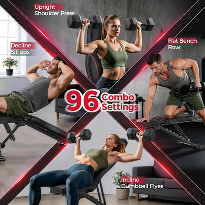 FLYBIRD WB2 Weight Bench, Utility Adjustable Weight Bench for Full Body Workout- Multi-Purpose Foldable Incline Bench (Black)